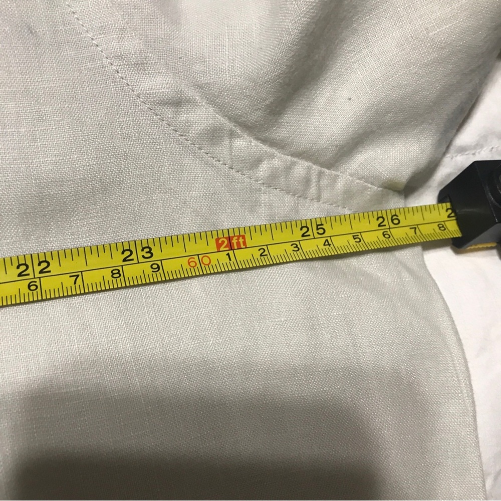 FineLINEN lucky Brand Cream and Brown Casual Button Down Shirt with Embroidery - Picture 4 of 6